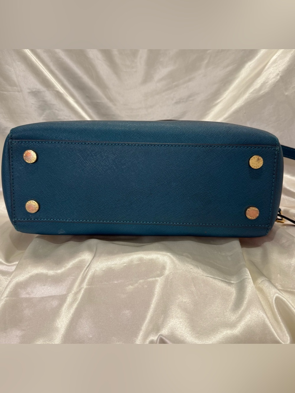Michael Kors Sutton Medium Satchel Deep Teal Leather Crossbody Classic City Chic - Picture 6 of 16